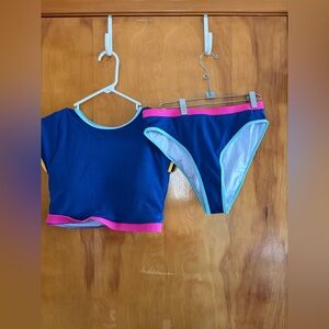 Blue and Pink Two-Piece Swimsuit
